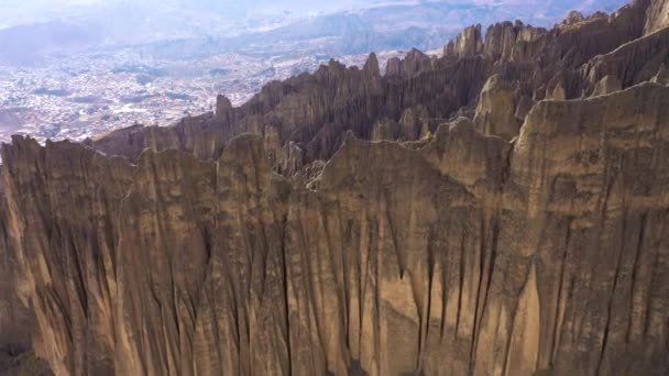 Valle Las Animas Spires Rock Formations 약자이다 Paz Bolivia 공중에서 — 비디오