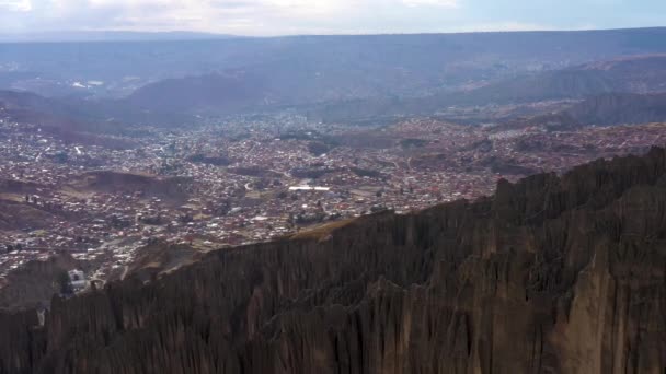 Valle Las Animas Spires Rock Formations 약자이다 볼리비아의 라파스 공중에서 — 비디오