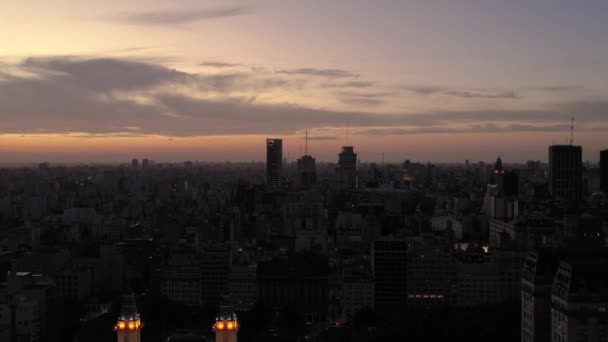 Cidade Buenos Aires Skyline Crepúsculo Noite Argentina Hora Azul Drone — Vídeo de Stock