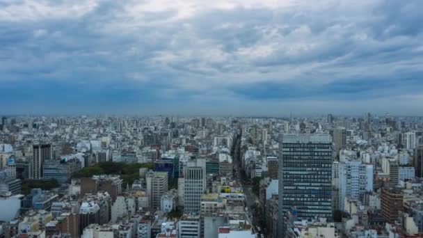 Buenos Aires City Skyline Bewolkte Avond Argentinië Hyper Lapse Vanuit — Stockvideo