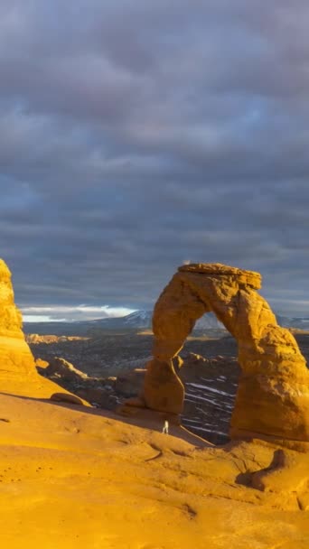 Delikat Båge Vid Solnedgången Arches National Park Utah Usa Dag — Stockvideo