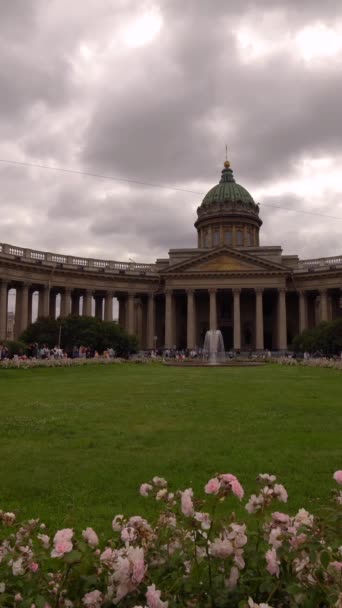 San Petersburgo Rusia Junio 2019 Catedral Kazán Prado Flores Gente — Vídeo de stock