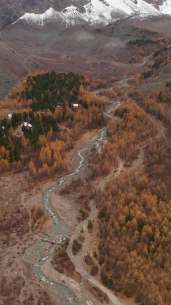 Monte Karatash Valle Aktru Otoño Las Montañas Altai Rusia Vista — Vídeos de Stock