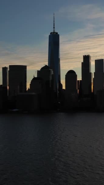 Lower Manhattan New York City Sunrise Aerial View United States — Stock Video
