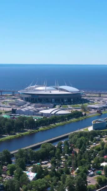 Saint Petersburg Russia Haziran 2019 Güneşli Yaz Günü Gazprom Stadyumu — Stok video