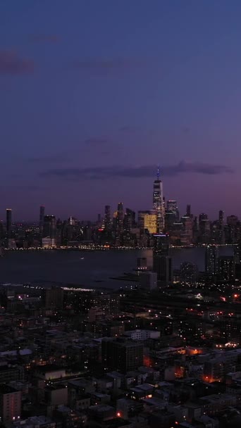 Stadsbilden Lower Manhattan Jersey City Och Hudson River New York — Stockvideo