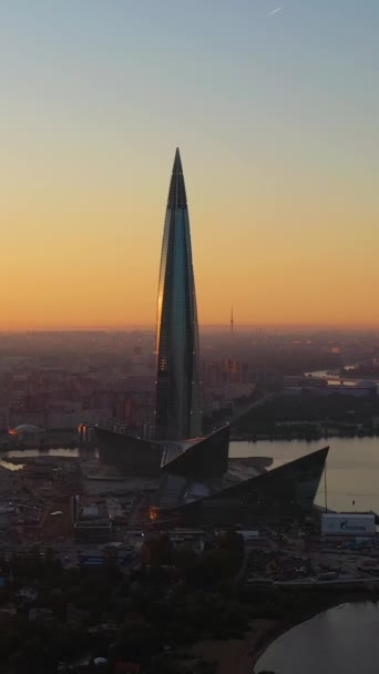 Saint Petersburg Russia Ιουνιου 2019 Ουρανοξύστης Lakhta Center Και Πόλη — Αρχείο Βίντεο