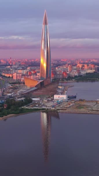 Saint Petersburg Rusland Juni 2019 Lakhta Center Tower Skyline Van — Stockvideo