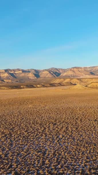 Wüste Und Berge Bei Sonnenuntergang Winter Utah Usa Luftaufnahme Drohne — Stockvideo