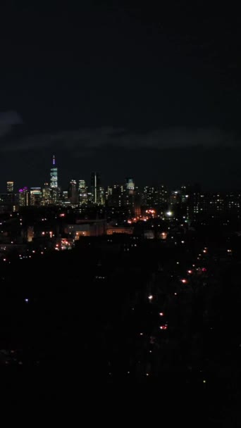 Manhattan New York Bei Nacht Luftaufnahme Vereinigte Staaten Von Amerika — Stockvideo