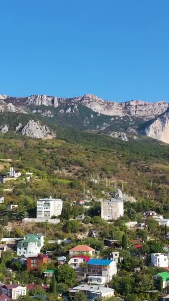 Simeiz City Mountains Uma Manhã Verão Crimeia Rússia Vista Aérea — Vídeo de Stock