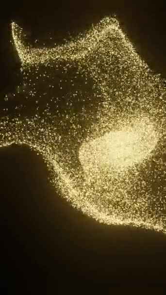 Abstract Golden Glowing Particles Appear Black Background Science Fiction Rendering — Stock Video