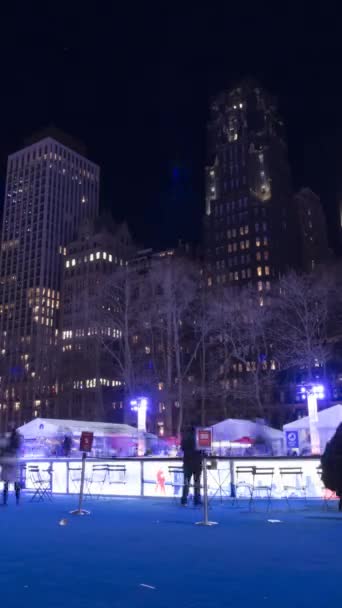 New York City Usa Gennaio 2021 Ice Rink People Bryant — Video Stock