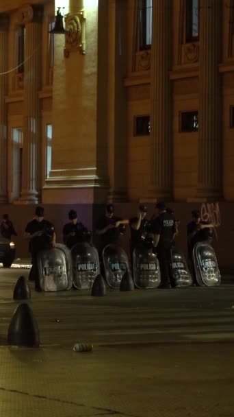 Buenos Aires Argentina Diciembre 2022 Policías Fila Esperando Disturbios Durante — Vídeo de stock