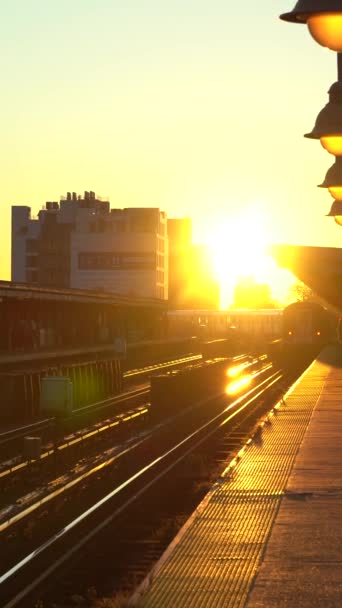 New York City Usa Říjen 2021 Zvýšená Trasa Vlak Metra — Stock video