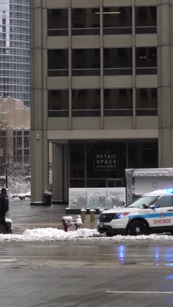 Chicago Usa January 2021 Chicago Police Suv Car Magnificent Mile — Stock Video