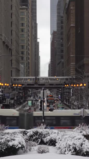 Chicago Usa January 2021 Cars Traffic Elevated Chicago Train Chicago — Stock Video