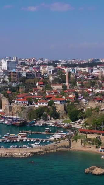 Antalya Old Town Old Town Marina Slunečný Den Krocan Letecký — Stock video
