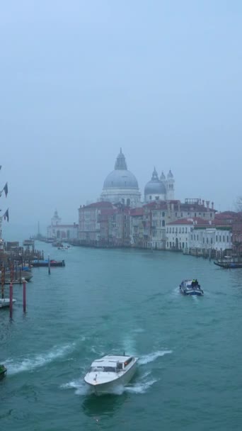 Венеція Italy February 2022 Гранд Канал Санта Марія Дель Салют — стокове відео
