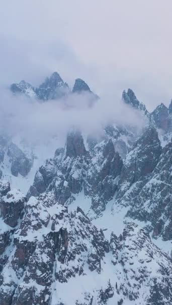 Cadini Misurina Bewölkten Wintertag Luftaufnahme Sexten Dolomiten Belluno Italien Umkreist — Stockvideo