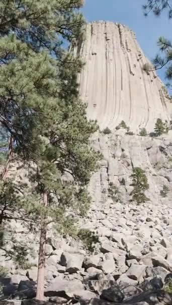 Devils Tower Butte Nyáron Wyoming Usa Fpv Nézet Séta Zöld — Stock videók