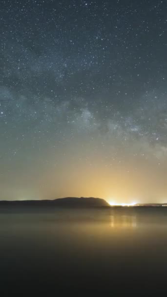 Γαλαξίας Μας Πάνω Από Λίμνη Σάλντα Νύχτα Στάρυ Σκάι Επαρχία — Αρχείο Βίντεο