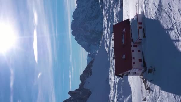 Dolomites Itálie February 2022 Tre Cime Lavaredo Dreizinnenhutte Tři Vrcholy — Stock video