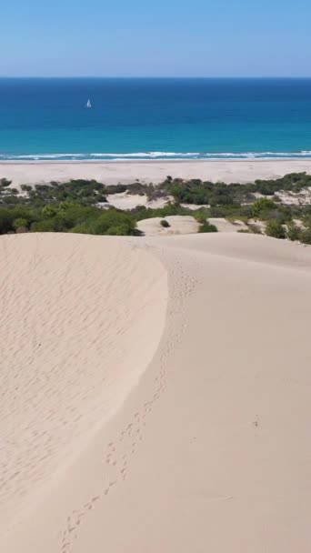 Patara Sand Dunes Sunny Day Вид Воздуха Индейка Дрон Летит — стоковое видео