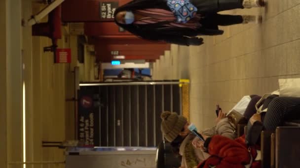 New York City Usa Gennaio 2021 Persone Sulla Street Subway — Video Stock