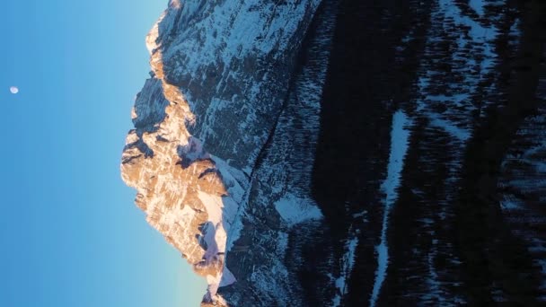 Monte Cristallo All Alba Inverno Vista Aerea Sexten Dolomites Alto — Video Stock