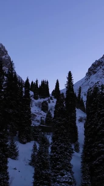 Montanhas Nevadas Tuyuksu Crepúsculo Noite Tian Shan Norte Cazaquistão Vista — Vídeo de Stock