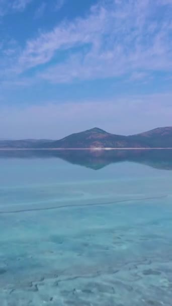 Λίμνη Σάλντα Την Ηλιόλουστη Μέρα Λίμνη Κρέιτερ Επαρχία Burdur Τουρκία — Αρχείο Βίντεο
