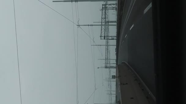 Venice Italië Februari 2022 Autorijden Liberty Bridge Een Bewolkte Dag — Stockvideo