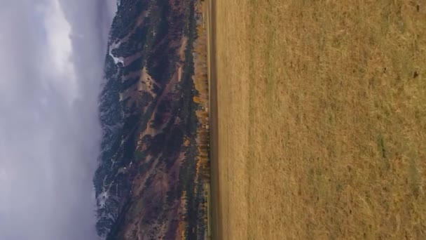 Teton Mountain Range Red Meadow Herfstbewolkte Dag Jackson Hole Wyoming — Stockvideo