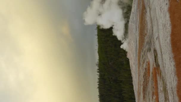 美国怀俄明州黄石公园的老忠诚间歇泉 时间流逝 垂直录像 — 图库视频影像