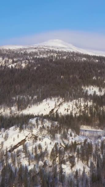 Volosyanaya Hill Télen Légitekintés Murmanszk Régió Kola Félsziget Oroszország Drónrepülők — Stock videók