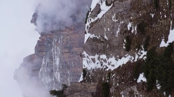 Tre Cime Lavaredo Três Picos Dia Inverno Auronzo Hut Nuvens — Vídeo de Stock