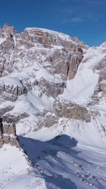 South Tyrol Mountains Sunny Day Winter Aerial View Sexten Dolomites — Stock Video