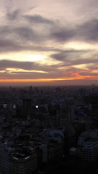 Cidade Buenos Aires Skyline Sunset Argentina Drone Voa Para Frente — Vídeo de Stock