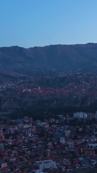 Paz Skyline Morning Twilight Вид Воздуха Район Зона Сур Боливия — стоковое видео