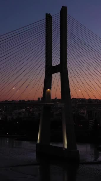 Iluminada Ponte Vasco Gama Cidade Lisboa Crepúsculo Noite Lisboa Portugal — Vídeo de Stock