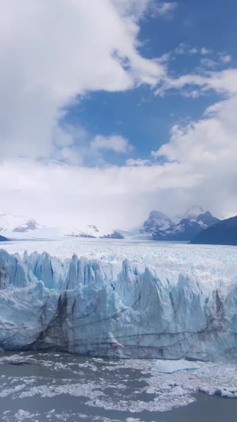 Perito Moreno Gletsjer Argentinië Tijd Verstrijken Verticale Video — Stockvideo