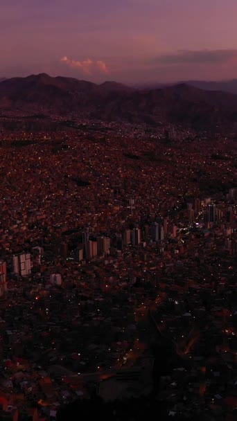 Пас Гора Имани Эвендинг Лайт Вид Воздуха Боливия Голубой Час — стоковое видео