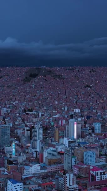 Paz Cityscape Evening Twilight Район Макродистрито Сентро Вид Воздуха Боливия — стоковое видео