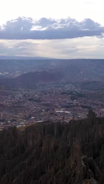 Valle Las Animas Spires Formaciones Rocosas Paz Bolivia Vista Aérea — Vídeo de stock