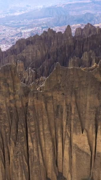 Valle Las Animas Spires Και Σχηματισμοί Βράχων Παζ Βολιβία Αεροφωτογραφία — Αρχείο Βίντεο