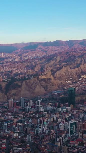 Місто Пас Сході Сонця Вид Повітря Район Зона Сур Болівія — стокове відео