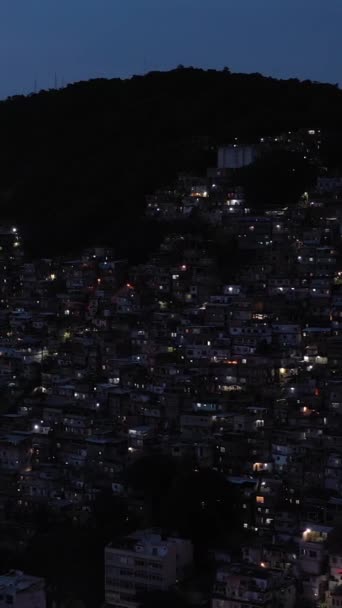 Cantagalo Pavao Pavaozinho Favelas Crepúsculo Noite Hora Azul Rio Janeiro — Vídeo de Stock