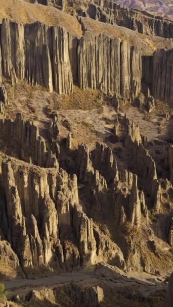 Dolina Las Animas Spires Formacja Skalna Niedaleko Paz Boliwii Widok — Wideo stockowe