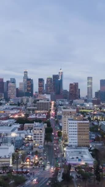 Los Angeles Usa Dicembre 2019 Los Angeles Skyline Sera Crepuscolo — Video Stock